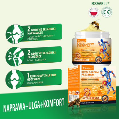 BSWELL® Krem z jadem pszczelim na regenerację stawów 🏃‍♀️ (ekstrakt z pszczoły nowozelandzkiej – opracowany z myślą o osobach z problemami ze stawami i bólem stawów)