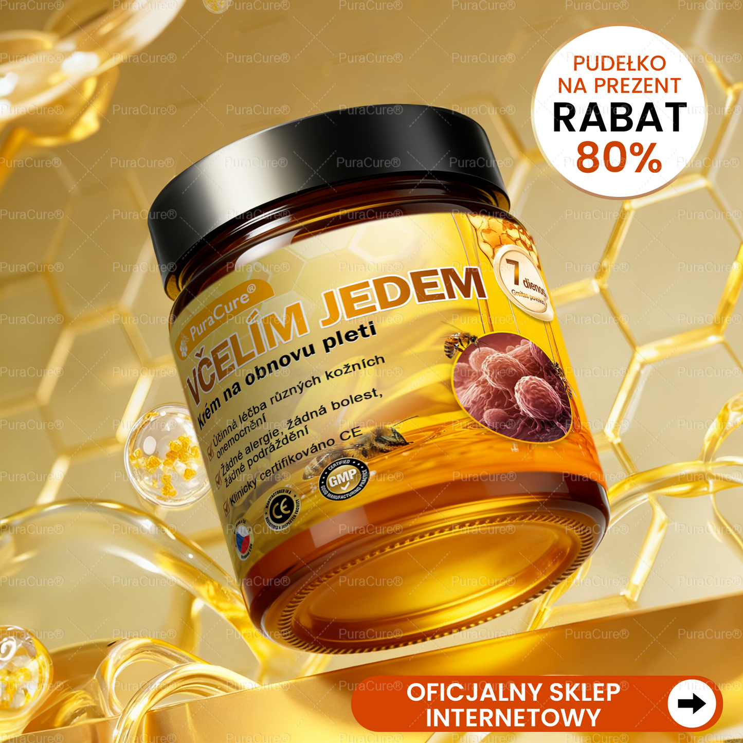✔️Doporučení dermatologa 🐝 ✨PuraCure® Krém na obnovu pleti s včelím jedem 🔥 Český vývoj, výroba a dodávka v České republice
